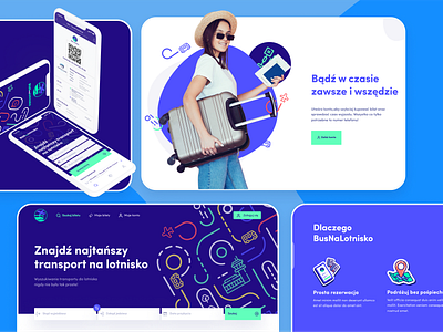 Landingpage Design – BusNaLotnisko airport booking bus app color palette content design graphic design illustration inspiration mockup search ticket transport typography ui ux web design website