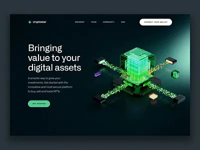 Cryptostar - Animated Hero Landing 3d abstract ae aftereffects animation crypto data design digital green illustration landing logo motion nft render ui web
