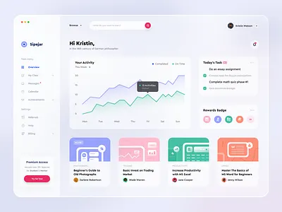 Sipejar Education Web-App big sur blue clean dashboard design education glassy illustration login minimal ui ux web app web design website