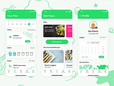 Intermittent Fasting app app ui app ui design app ui ux design diet diet app fast fasting fasting app green intermittent ui ui ux uidesign