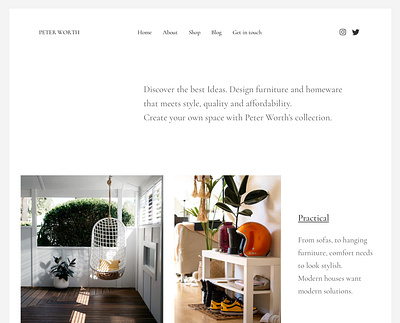 Minimal furniture and homeware website clean design ecommerce furniture store grid homepage homeware layout minimal minimalistic website