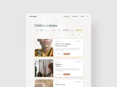 online wellness courses courses design digital feminine health healthcare list soft studio ui uidesign web wellness wellness center woman yoga