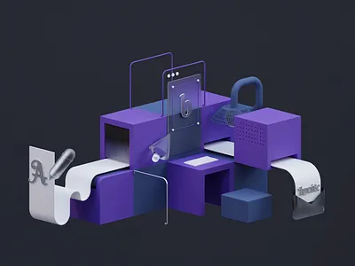 Font 3d 3d illustration 3dart abstract blender branding clean design geometric illustration minimal render ui web