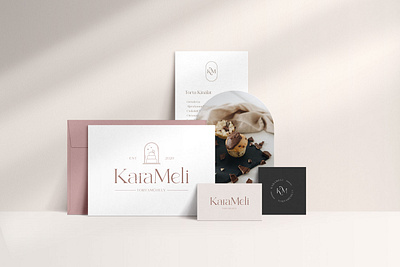 KaraMeli confectionery - Branding bakery brand design brand identity branding business card design businesscard cake cake logo cake shop cakery confectionery feminine feminine logo illustration logo sweets