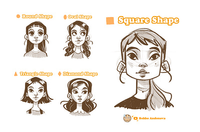 Face shapes - sketches character character design digital art digital drawing digital illustration drawing drawing tutorial girl illustration procreate procreate art tutorial youtube channel youtuber