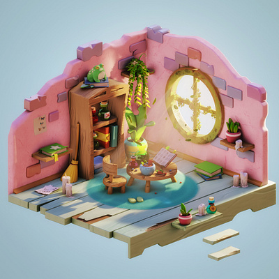 Room of forest healer 3dillustration b3d blender cozy gameart illustration isometric