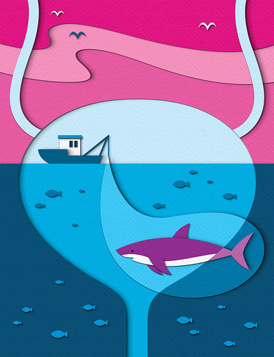 Cedars-Sinai - Bladder Cancer Breakthroughs bladder cancer editorial fishing health illustration magazine medical shark surgery