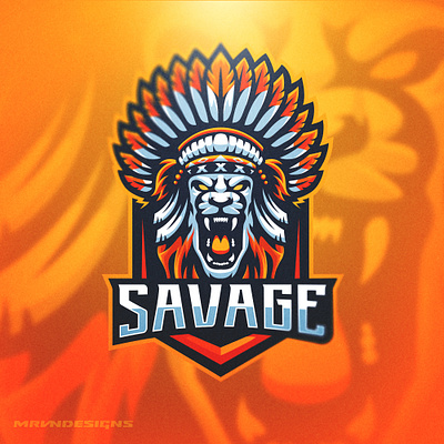 SAVAGE - Elder Lion Mascot Design bold branding cool design elder esports gaming logo illustration lion logo mascot native american savage sports vector