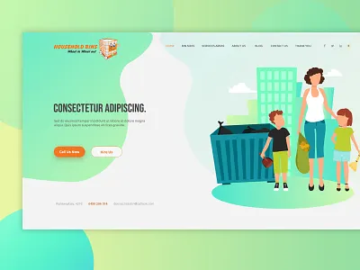 Skip Bins Landing Page Template Design branding design graphic design illustration photoshop design psd design template design ui uiux design web design