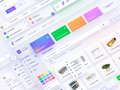 Design system for furniture 3d platform app ar augmented reality dashboard dashboard design design furniture gradient interface site system system design ui ui kit uiux web webdesign