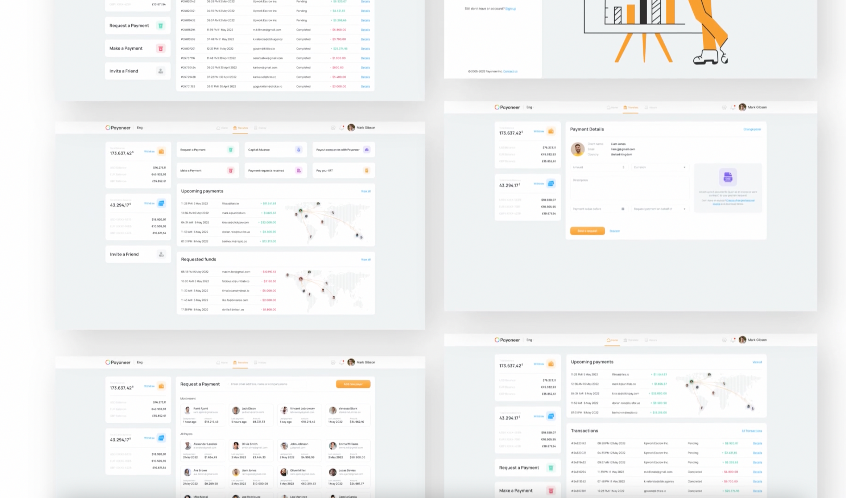 Payoneer - UX/UI Redesign animation branding design fintech graphic design invoice motion graphics payment system payments payoneer ui ux
