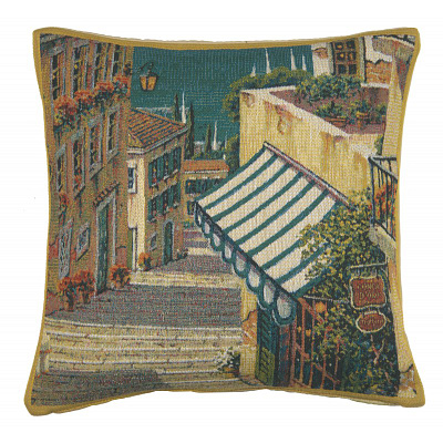 BELLAGIO VILLAGE I BELGIAN COUCH PILLOW branding home home decor tapestry tapestry cushion wall art