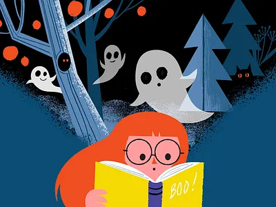 Ghost Story boo character digital illustration ghost stories halloween illustration reading spooky