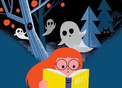 Ghost Story boo character digital illustration ghost stories halloween illustration reading spooky