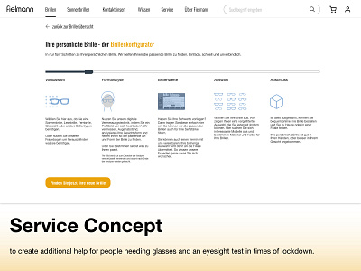 Concept for a glasses service page (german) concept design fielmann glasses product service page ui ux website