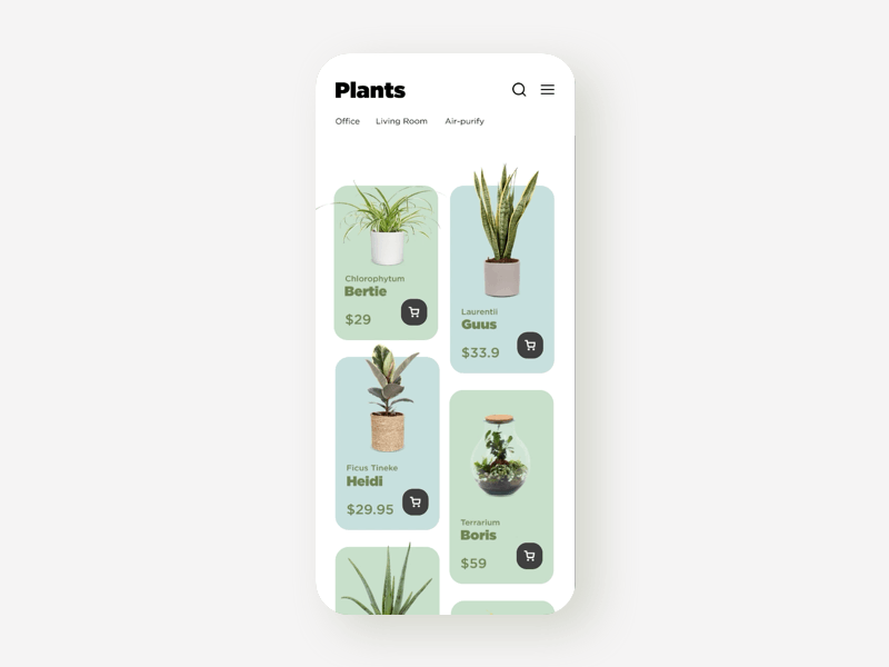 Design Challenge 4 app branding business design ecommerce mimimal plants ui ux