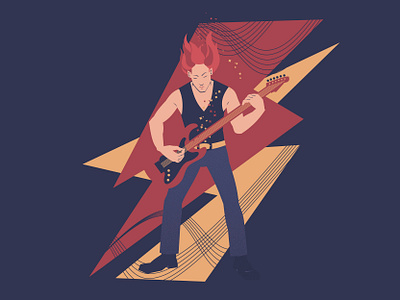 Guitar player illustration art character concert design expressive guitar guitarist illustration male man metal music musician player rock vector