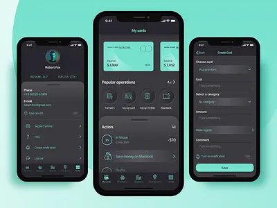 Online banking IOS mobile app bank app cashback creditcard dark mode dark theme finance finance app fintech app ios app design mobile banking app money app money management money transfer neomorphism payment app wallet