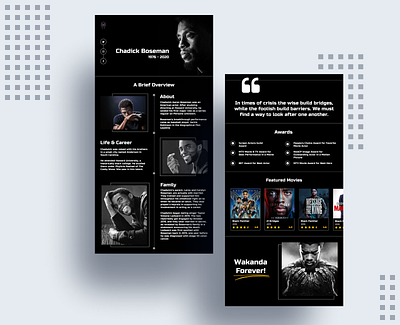 Chadick Boseman black chadwick boseman figma minimal tribute ui ux