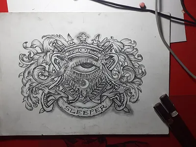 tattoo sleeper emblem design hand drawn illustration old school tattoo design vintage