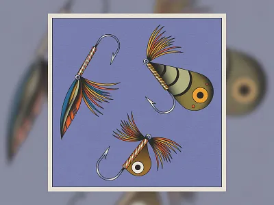 Fishing Lures bait camping fish fishing hooks illustration lures nature photoshop water