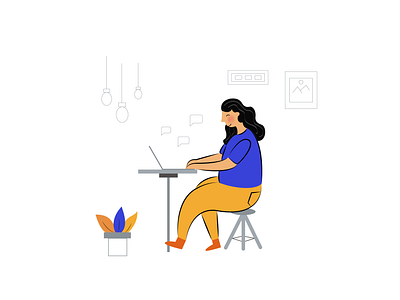 Working characterdesign colors creativity design flatdesign flatillustration home illustration illustration art ui ux vector woman working working from home workinprogress