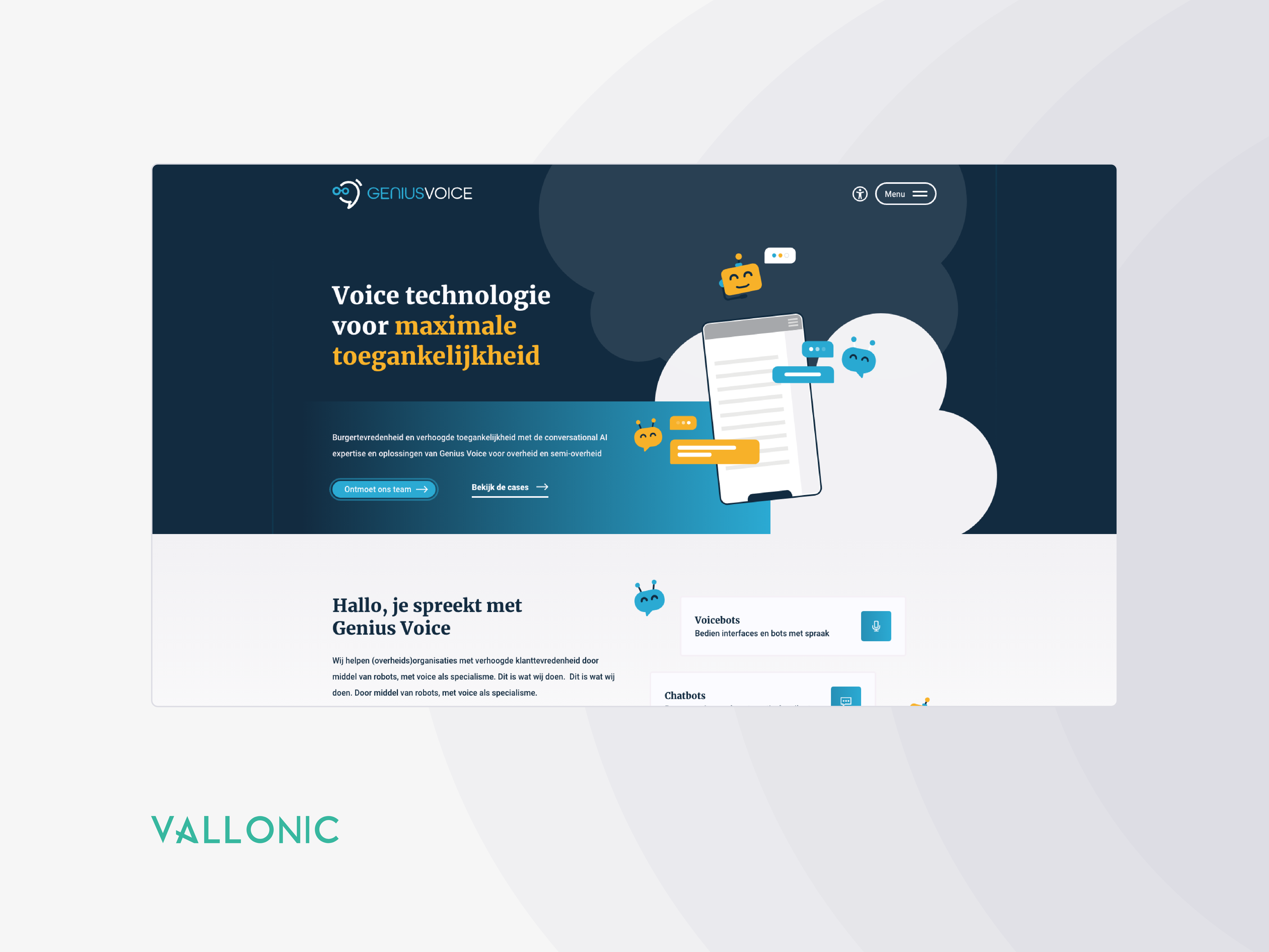 Example of Genius Voice by Vallonic | Landing Page