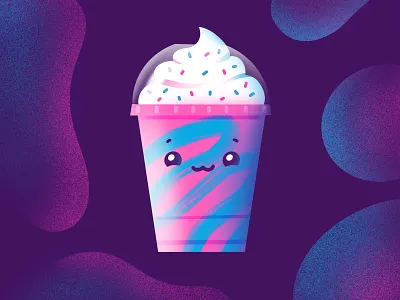 Unicorn Frappuccino blue caffeine coffee cute illustration illustrator neon pink procreate texture unicorn