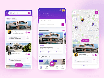 Staylia - Real estate portal app (home/user screens) app colors design figma home screen map search maps mobile mobile app mobile app design property property management property search real estate realestate search screen ui user screen ux