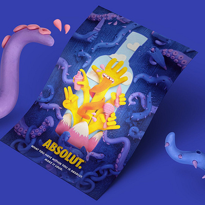 Absolut Competition absolut character graphic handcraft illustration plasticine poster sculpture sketch