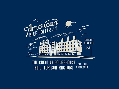 American Blue Collar - Powerhouse america american blue collar brand identity display font forefathers group garm co garm company growcase illustration kendrick kidd logo design logotype matchbook design powerhouse snips typography custom type workwear