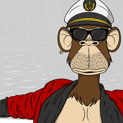 Captain Fries Frame bayc bored ape bored ape yacht club illustration nft procreate