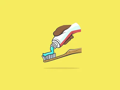 Toothpaste 2d art dentist dentistry flat art graphic graphic art health care illustrator red vector vector art yellow