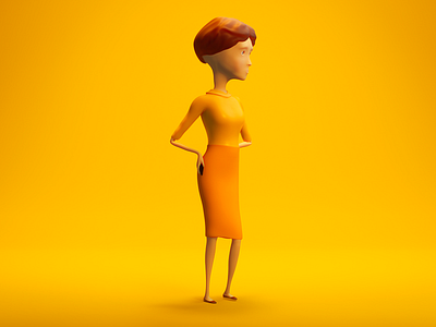 Sylvia Waiting / My Scans app ad campaign 3d blender blender 3d character character design clean color figure illustration light mobile modeling orange people render rendering retro visual design woman yellow