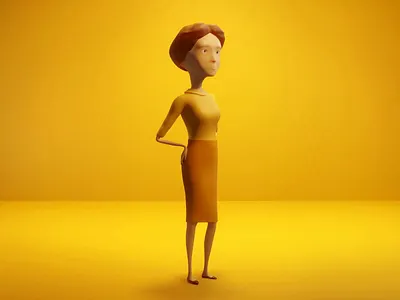 Sylvia Waiting / My Scans app ad campaign 3d blender blender 3d character character design clean color figure illustration light mobile modeling orange people render rendering retro visual design woman yellow