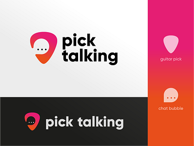 Pick Talking - Music Chat Logo branding branding design chat app design gradients guitar guitar pick icon identity identity branding identity design instrument logo logodesign music music app music chat opinions pick