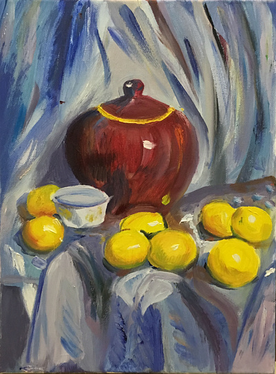 Still Life of Lemons acrylic acrylic painting art artist artwork impressionism paint painter painting still life traditional art traditional painting