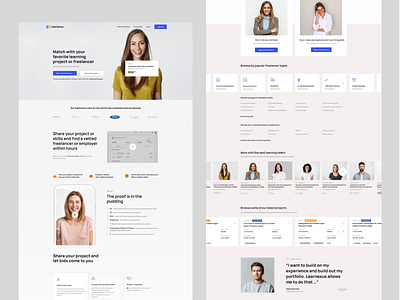 Learnexus.com - Match with your favorite learning project or fre developer elearning employer figma freelancer freelancers interface job landing search social ui ui design ux web