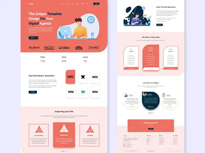 Digital Template Agency Website Design agency business color design designs digital digital art digital illustration dribbble illustration landingpage logo new nice style template texture ui uiux wix