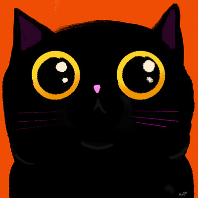 Big-Eye Kitty animal art big eyes black cat card cartoon cats design eyes halloween illustration illustrator kity pet scary spooky