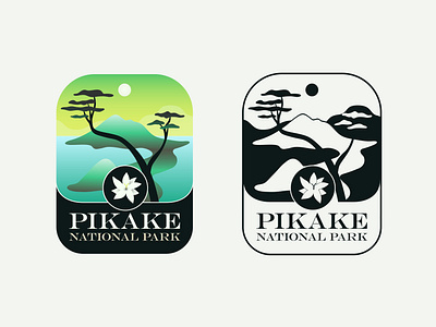 National Park | Daily Logo Challenge #20 blackandwhite blue dailylogochallenge day20 flower green illustration lake landscape logo national national parks nature park pikake sun tree yellow