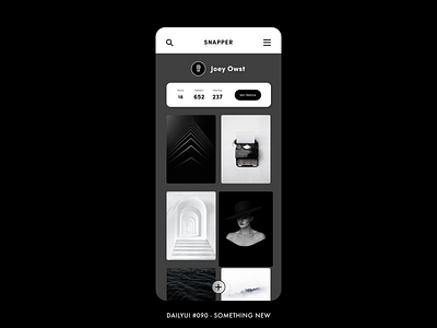 Daily UI #090 - Something New 090 adobe xd app basic black blackandwhite challenge dailyui design digital images interaction minimal minimalist monochromatic monochrome profile ui ux white