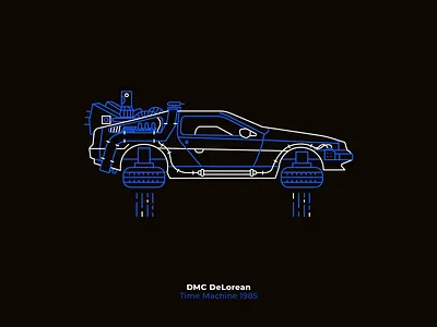 DMC DeLorean | Back to the Future II ai art back to the future creative delorean design draw fly illustration linear lineart postcard poster vector