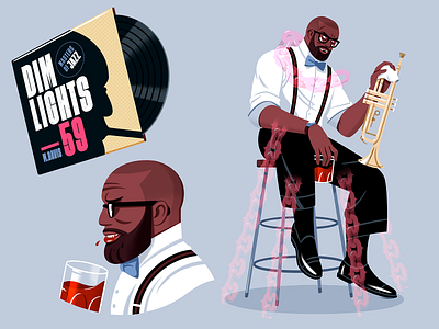 Midnight Davis character design illustration jazz music record vampire