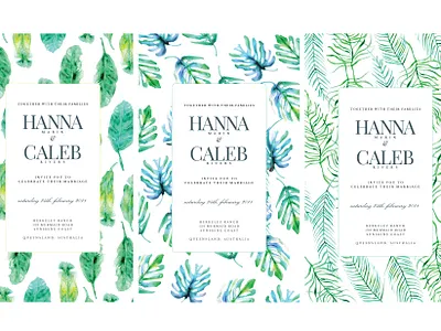 Jungle Greenery Electronic Wedding Invitation bold color botanical card card design clean design elegant green hand drawn handmade illustration minimal vintage wedding