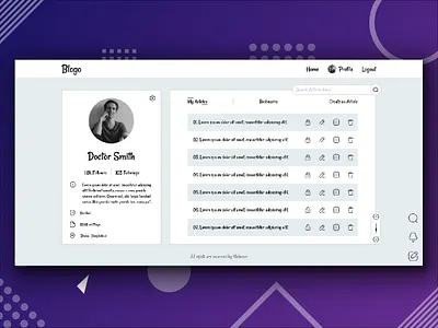 Profile Page - Blogo design illustration ui ui ux ui design uiux ux web webdesign website website design webxear
