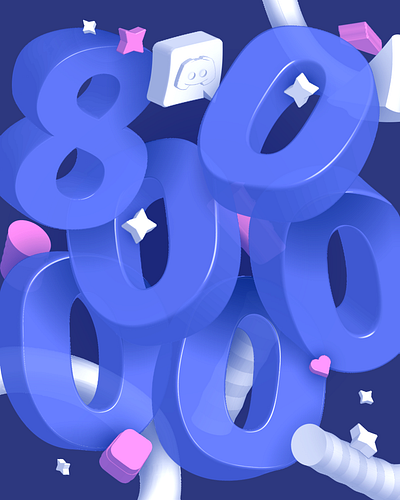 800k Followers for Instagram 3d illustrator