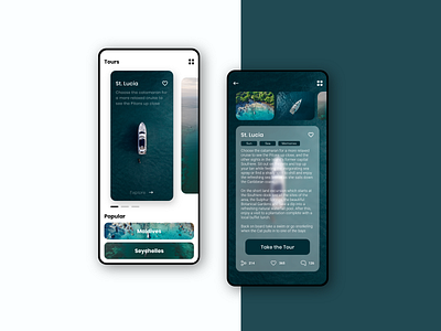 Island Tours app application concept design minimal sea ship travel ui ux xd