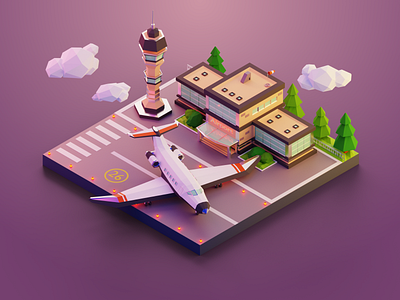 3D Model of an Airport 3danimation 3dart 3dmodel airplane airport blender design dribbblepopular gamedev icons illustration indie indiedev model pixel pixelart ui ux