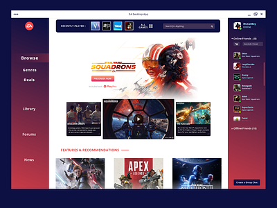 EA Desktop App app desktop gaming star wars twitch ui ux web web design